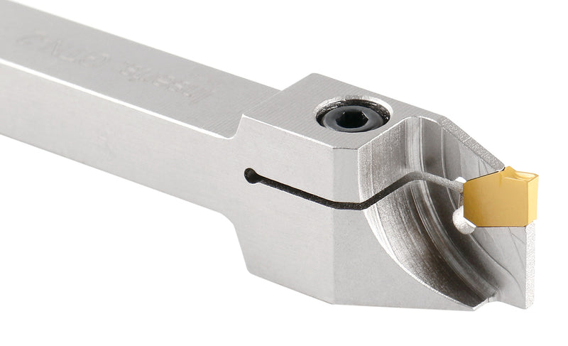 3/8'' by 1/2'' Heavy Duty Indexable Grooving/Parting Holder with a Gtn-2 Tin Coated Carbide Insert, 2415-5022