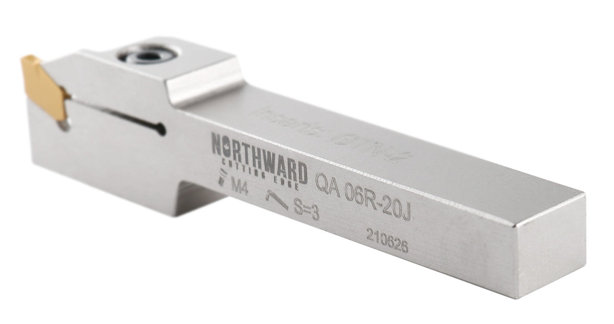3/8'' by 1/2'' Heavy Duty Indexable Grooving/Parting Holder with a Gtn-2 Tin Coated Carbide Insert, 2415-5022