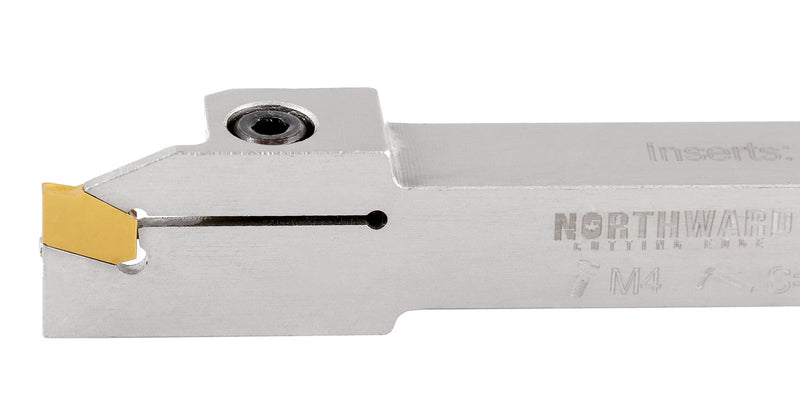 1/2'' Shank Heavy Duty Indexable Grooving/Cut-Off Holder, Nickel Plated, with a Gtn-2 Tin Coated Carbide Insert, 2415-5024