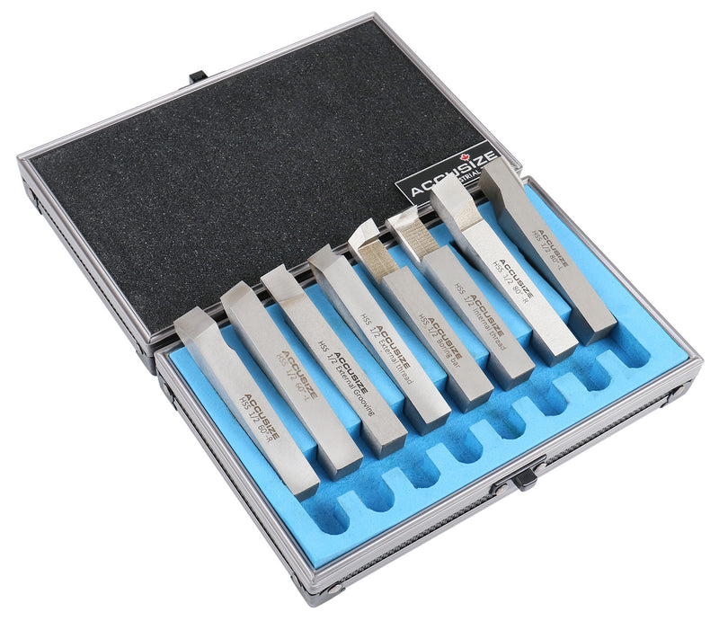 1/2'' 8 Pcs Hss Tool Bit Set, Pre-Ground for Turning and Facing Work, 2662-2004