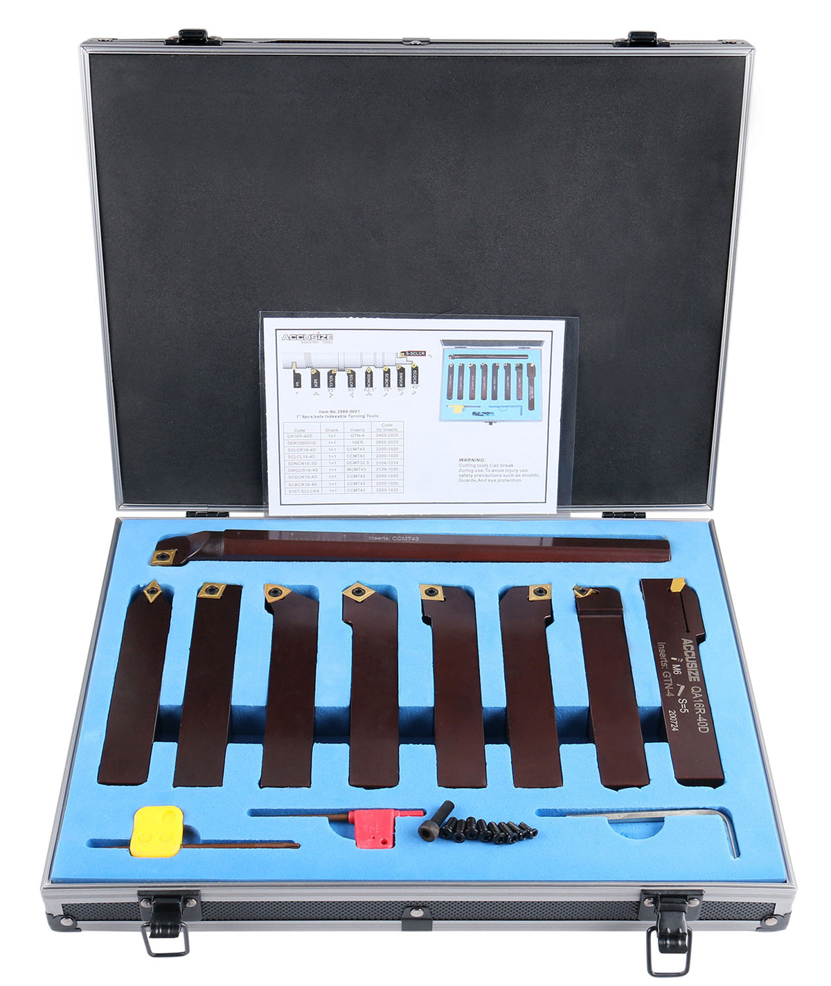 1" 9 pièces/jeu, outils de tournage en carbure indexables et barre d'alésage, 2988-0001
