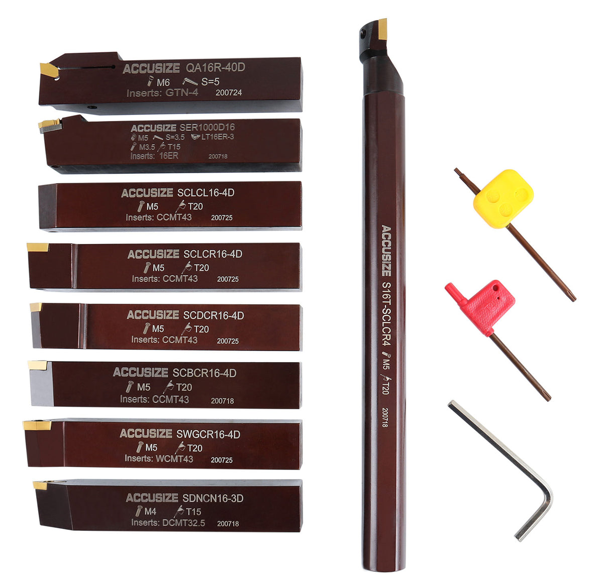 1" 9 Pieces/Set, Indexable Carbide Turning Tools and Boring Bar, 2988-0001