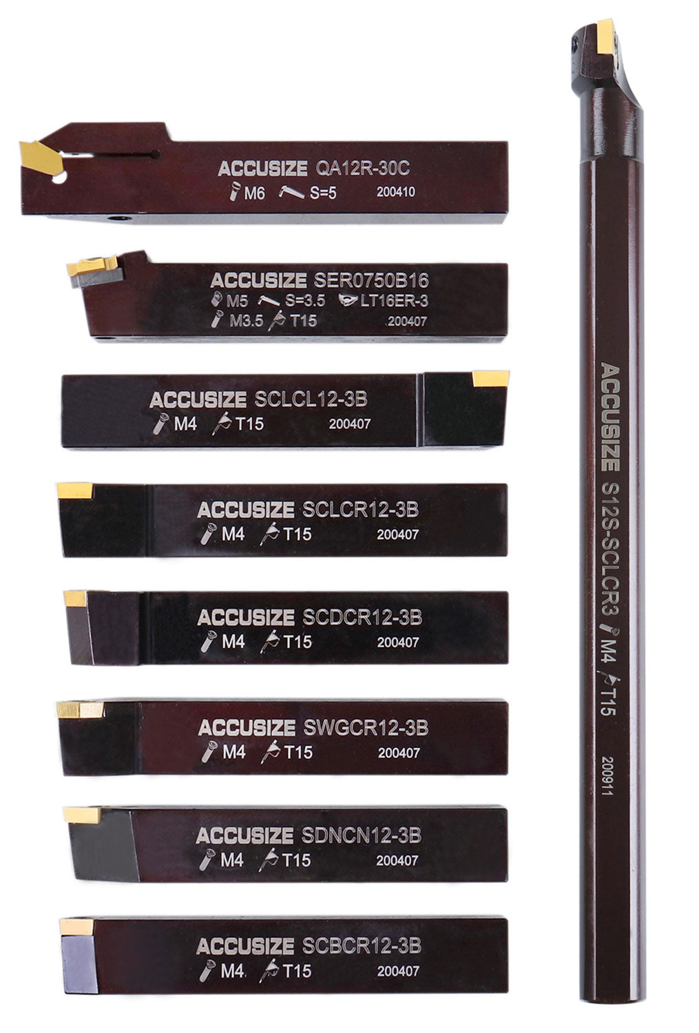 3/4" 9 Pieces/Set, Indexable Carbide Turning Tools and Boring Bar, 2988-0034