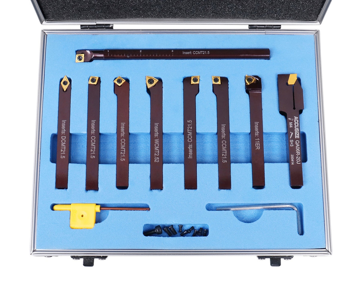 3/8" 9 pièces/jeu, outils de tournage en carbure indexables et barre d'alésage, 2988-0038