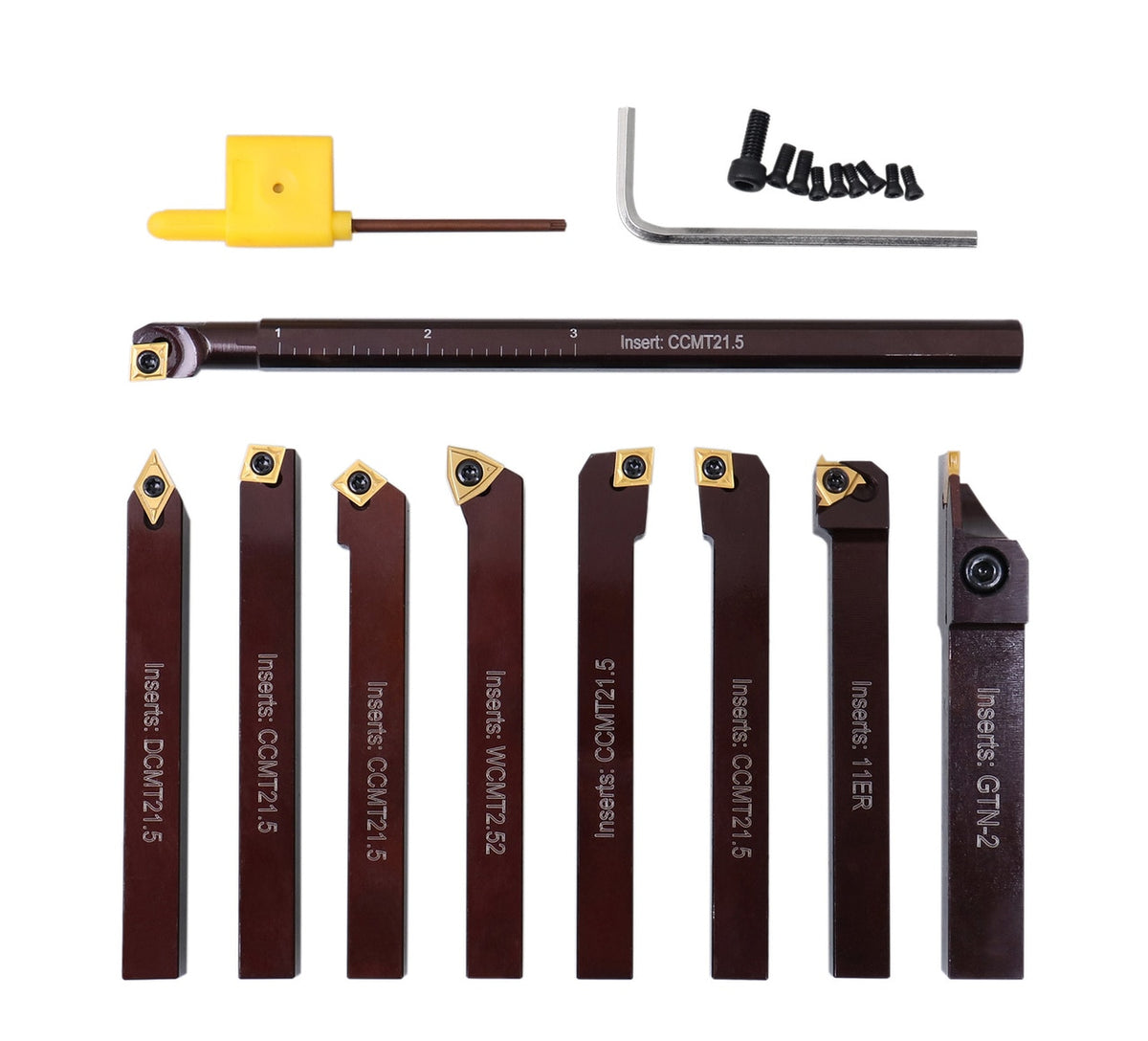 3/8" 9 Pieces/Set, Indexable Carbide Turning Tools and Boring Bar, 2988-0038