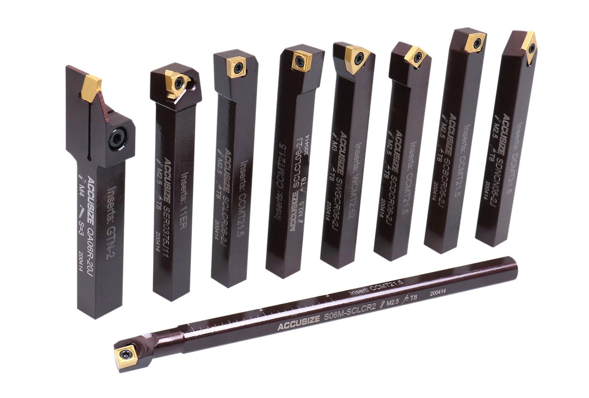 3/8" 9 Pieces/Set, Indexable Carbide Turning Tools and Boring Bar, 2988-0038