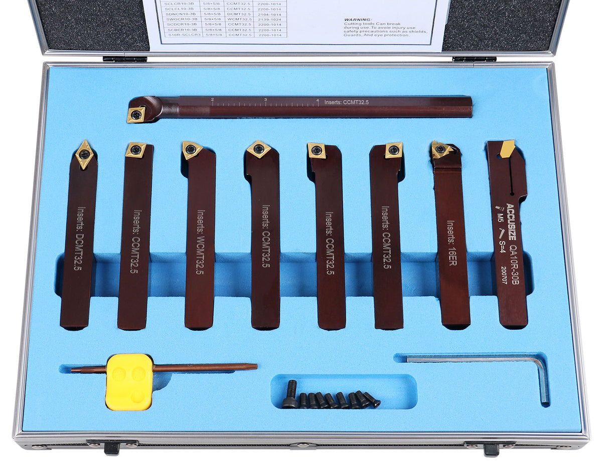 5/8" 9 pièces/jeu, outils de tournage en carbure indexables et barre d'alésage, 2988-0058