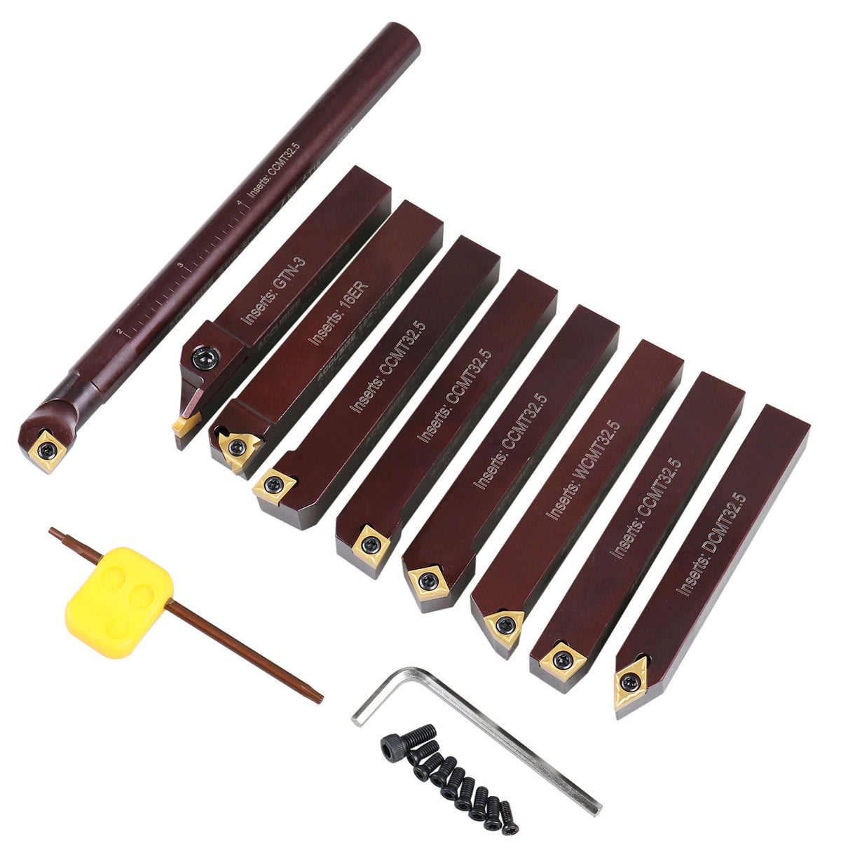 5/8" 9 Pieces/Set, Indexable Carbide Turning Tools and Boring Bar, 2988-0058