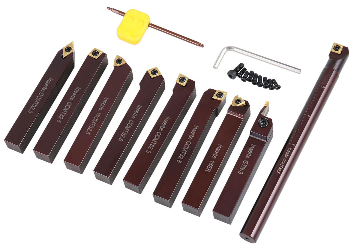 5/8" 9 Pieces/Set, Indexable Carbide Turning Tools and Boring Bar, 2988-0058