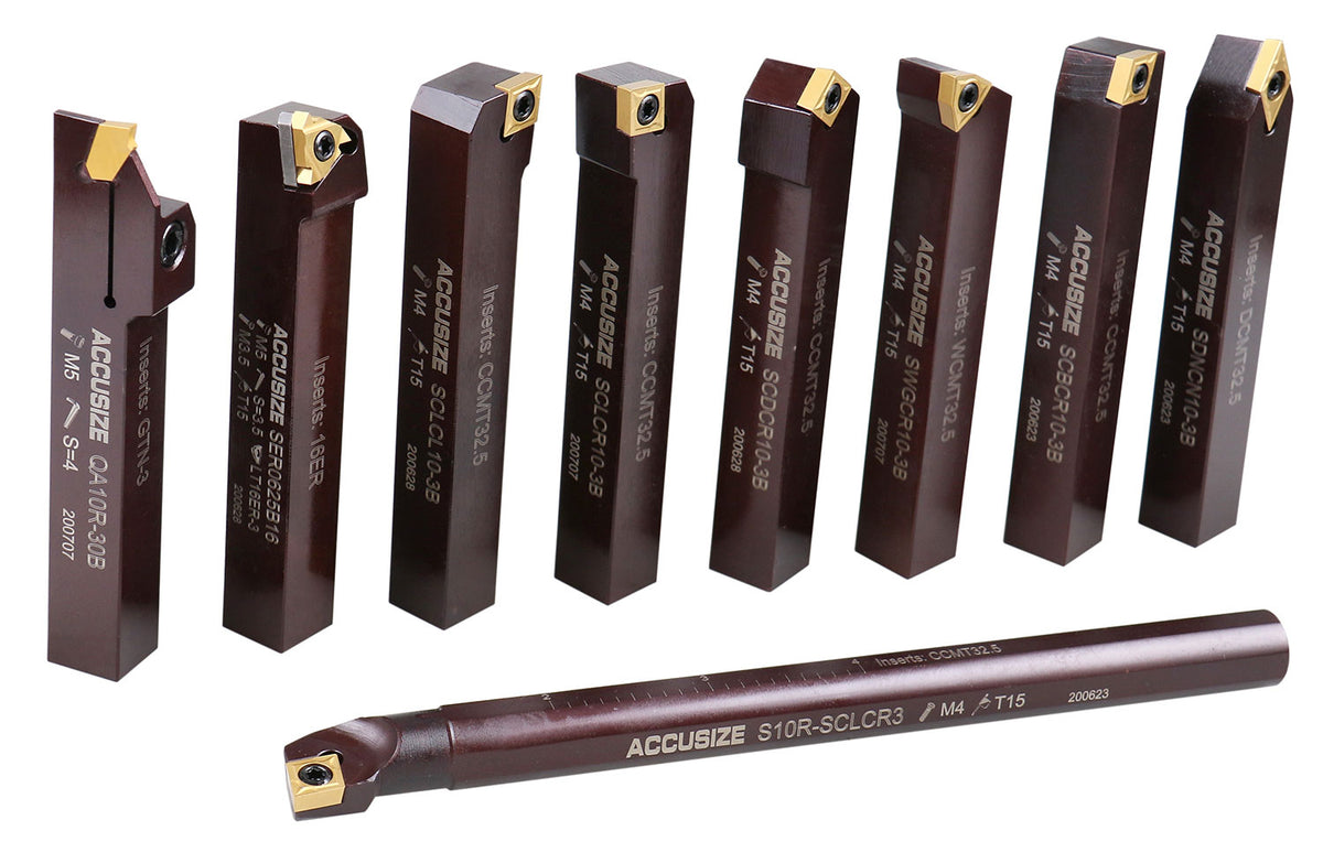 5/8" 9 Pieces/Set, Indexable Carbide Turning Tools and Boring Bar, 2988-0058