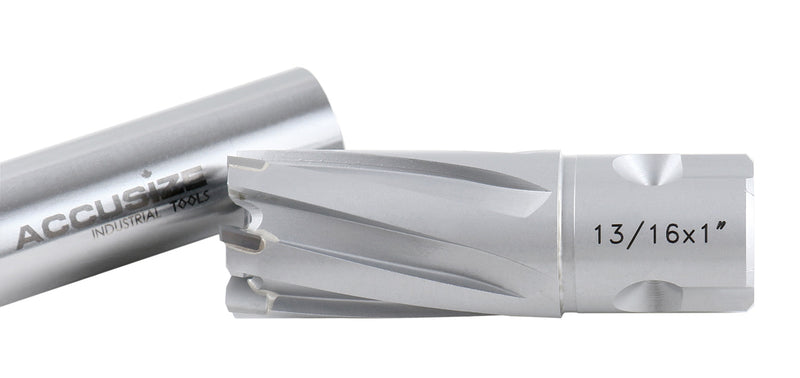 13/16'' by 1'' Cutting Depth Carbide Tipped Annular Cutter with One-Touch Shank, CBN Ground, Ansi Standard, 3080-2018