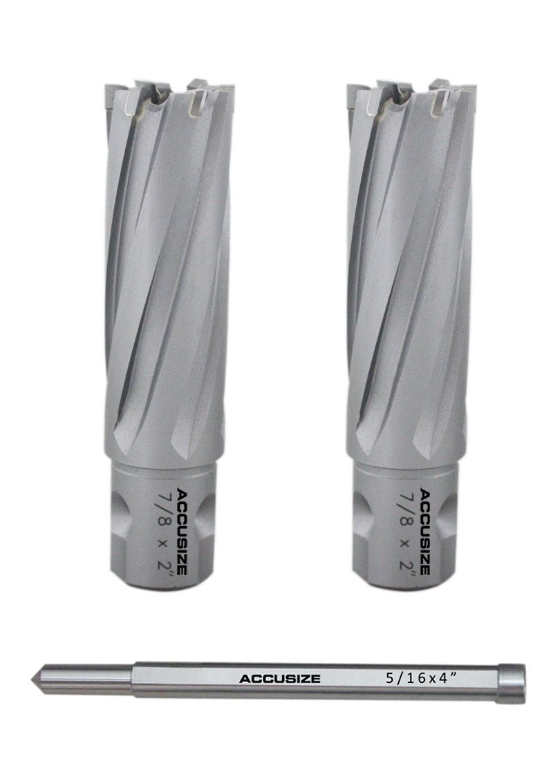 7/8"x2" Carbide Tipped Annular Cutters with One-Touch Shank with a Pilot Pin