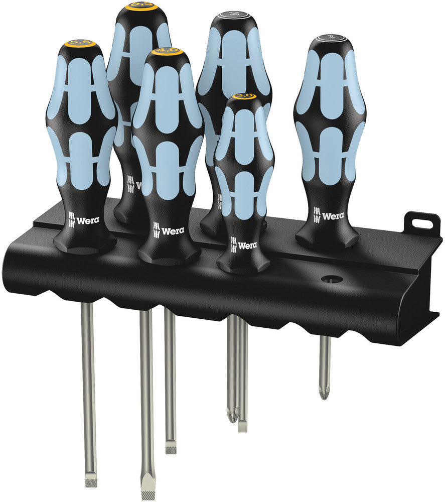 Wera 3334/3355/6 Screwdriver set, stainless and rack, 6pieces, SKU #5032061001