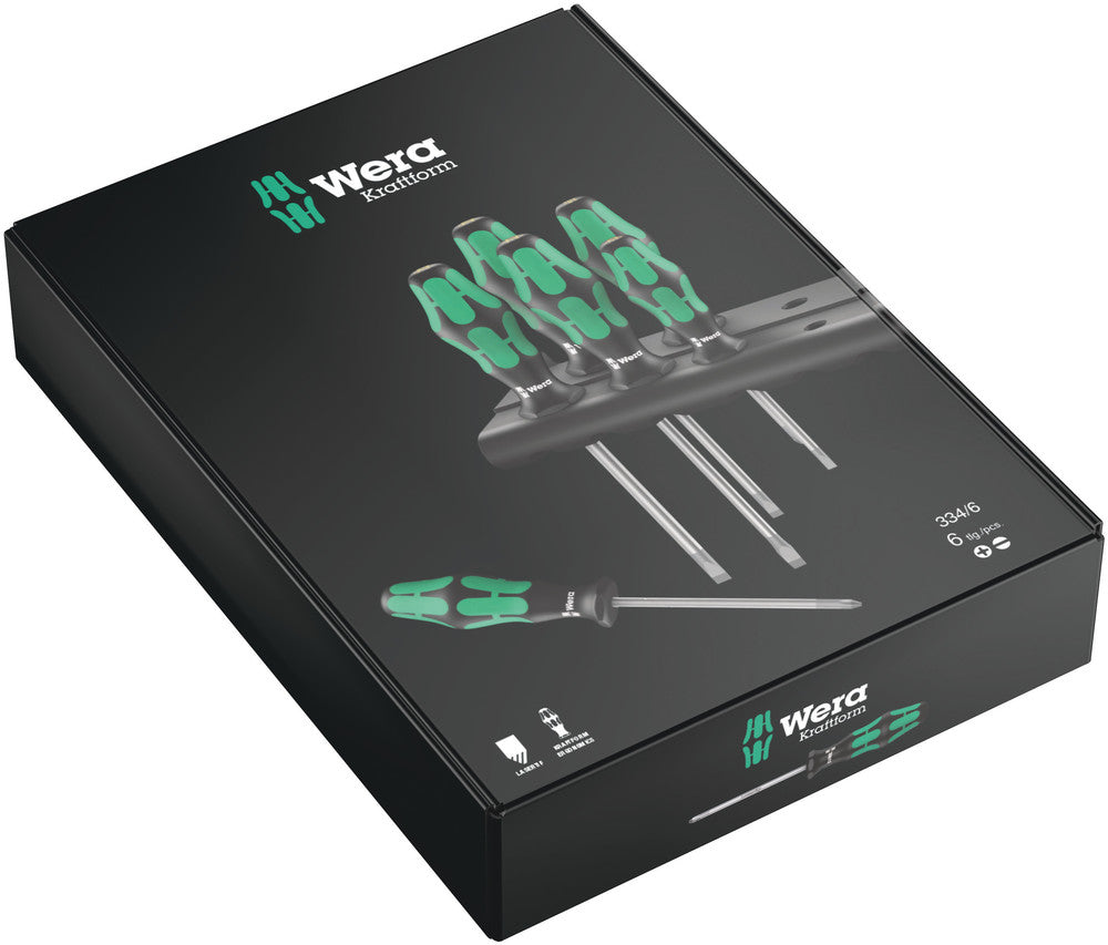 Wera 334/6 Rack screwdriver set Kraftform Plus Lasertip and rack, SKU #5105650001