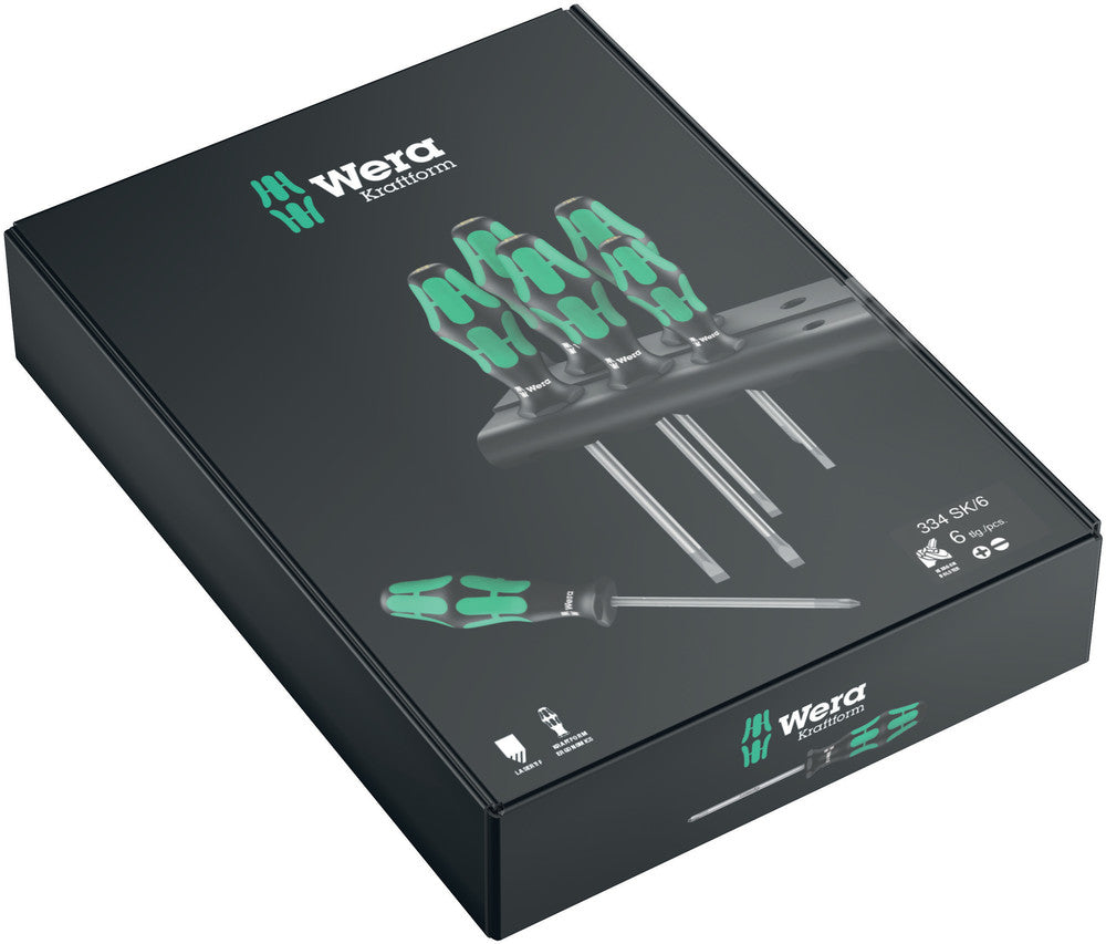 Wera 334 SK/6 Rack screwdriver set Kraftform Plus Lasertip and rack, 6pieces, SKU #5007680001