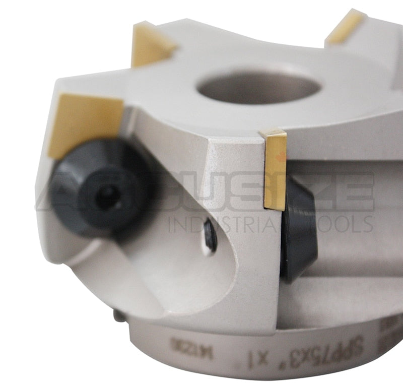 75 Degree Positive Rake Indexable Face Milling Cutters, with SPG422 Carbide Inserts Installed, Nickel Plated Body