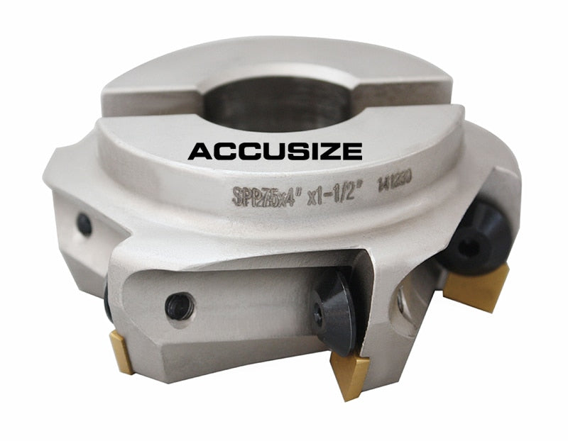 75 Degree Positive Rake Indexable Face Milling Cutters, with SPG422 Carbide Inserts Installed, Nickel Plated Body