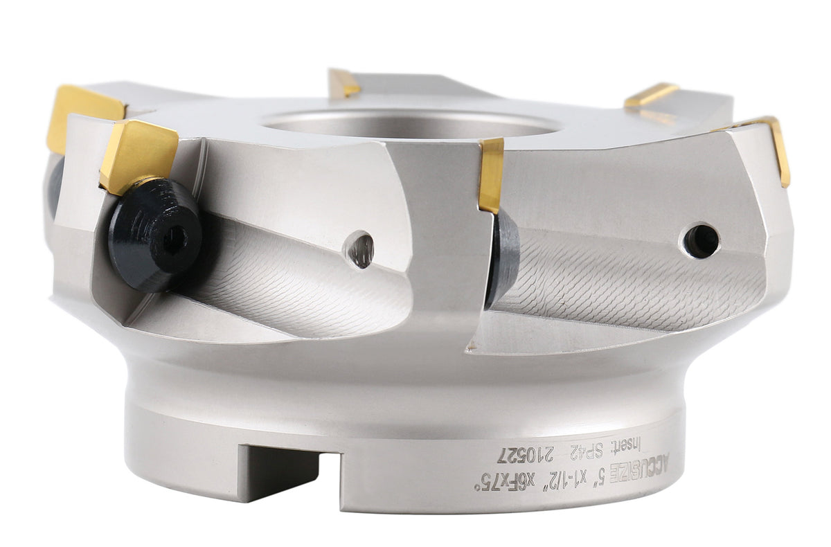 5'' Dia Indexable Shell Mill Cutter, 75 Degree Positive Rake with 6 Inserts, 3509-0016