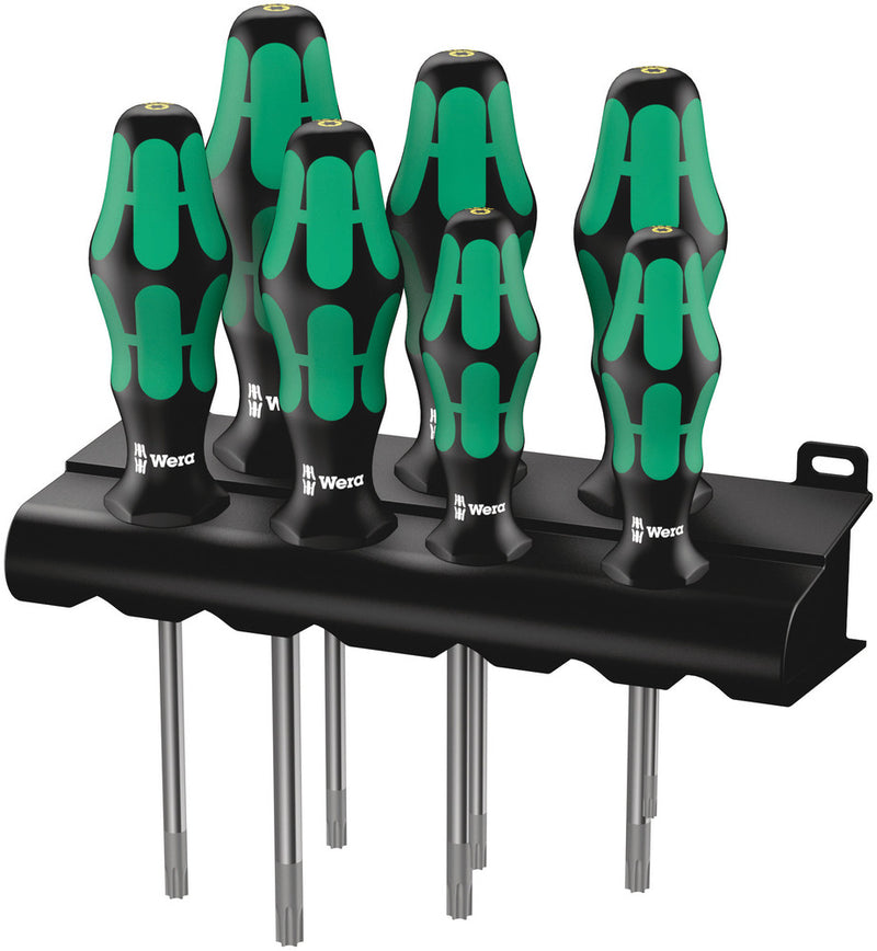 Wera 367/7 TORX® HF Kraftform Plus screwdriver set with holding function and rack, 7pieces