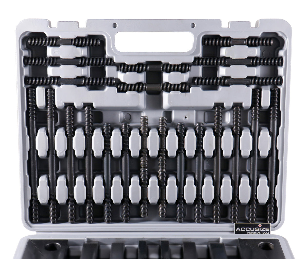 58 Pc Deluxe Steel Clamping Kit, Table Slot 11/16", Stud Size 1/2"-13, 4230-2627