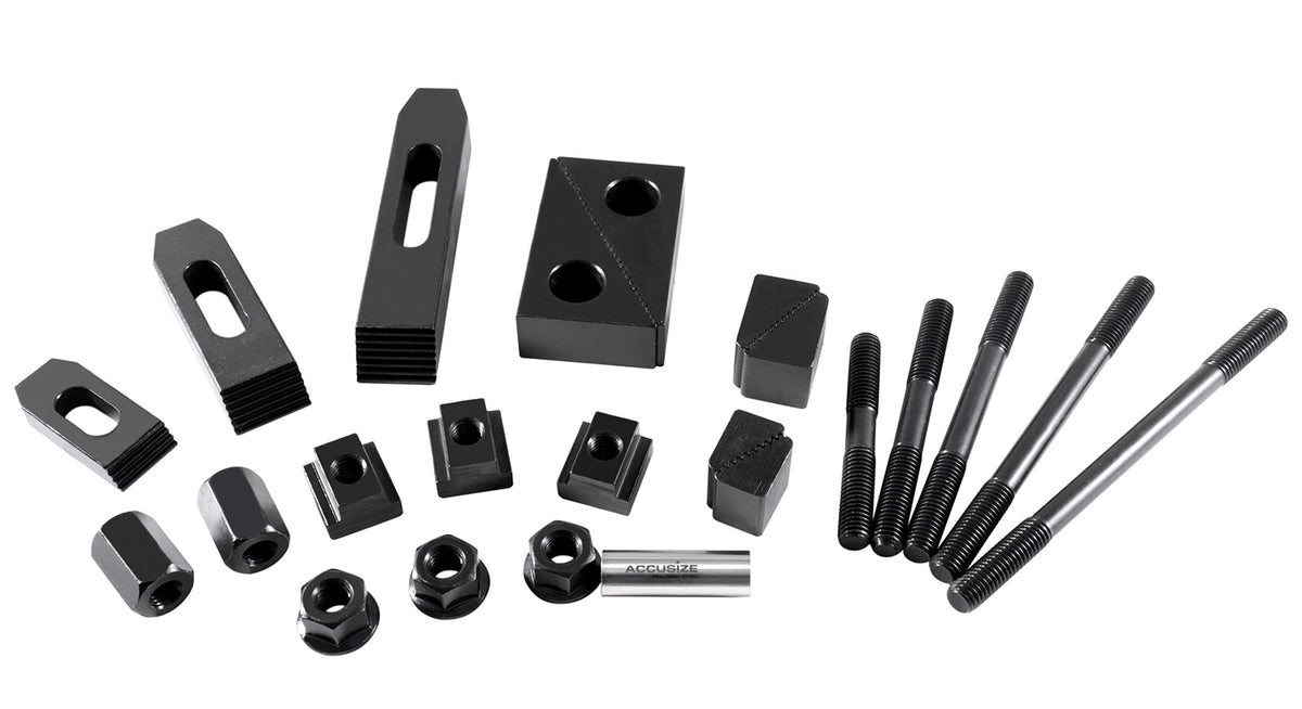 58 Pc Deluxe Steel Clamping Kit, Table Slot 11/16", Stud Size 1/2"-13, 4230-2627