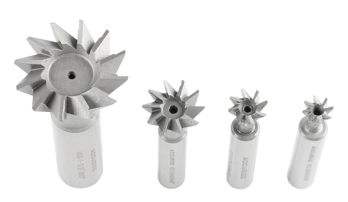 4 Pc 60 Degree H.S.S. Dovetail Angular Cutters, Right Hand Weldon Shank, 4400-6206