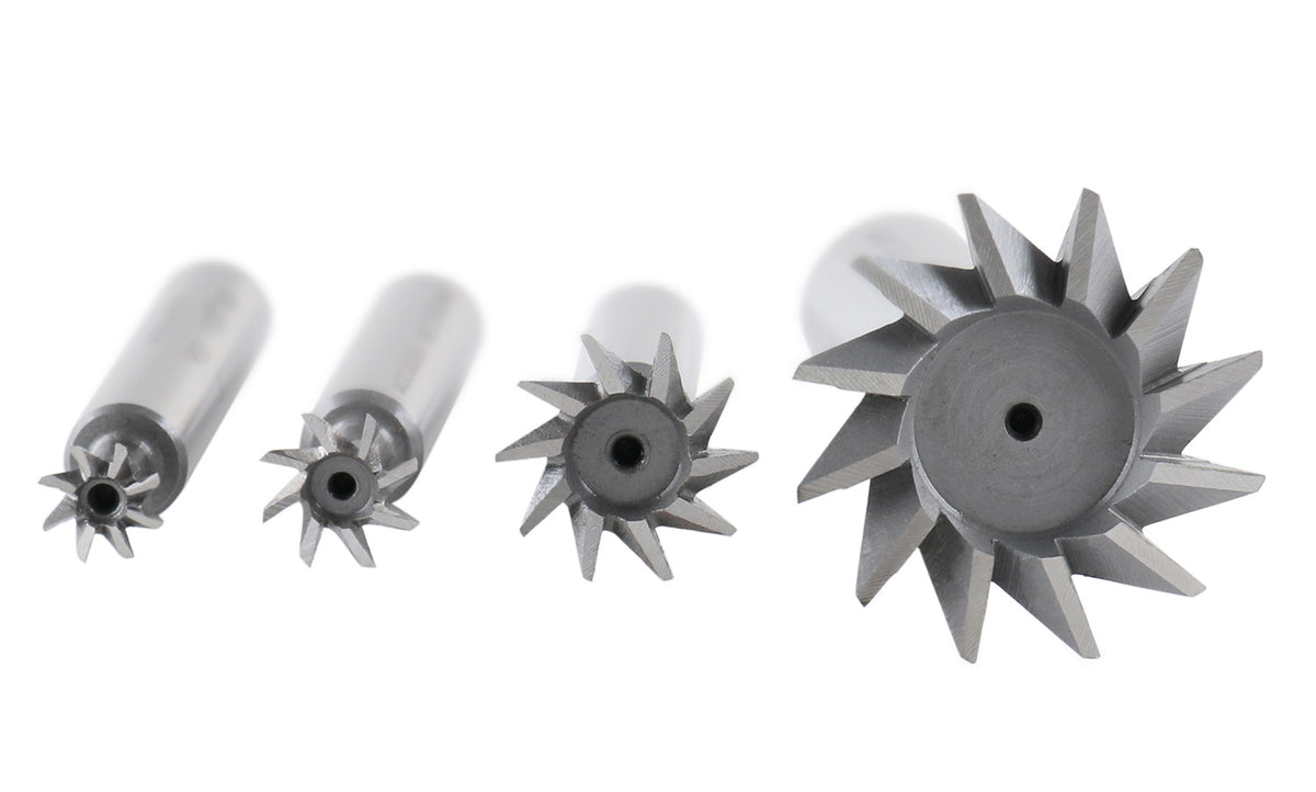 4400-6206, 60 DEG Fraises à queue d'aronde HSS, tige Weldon droite, 4PS/Set