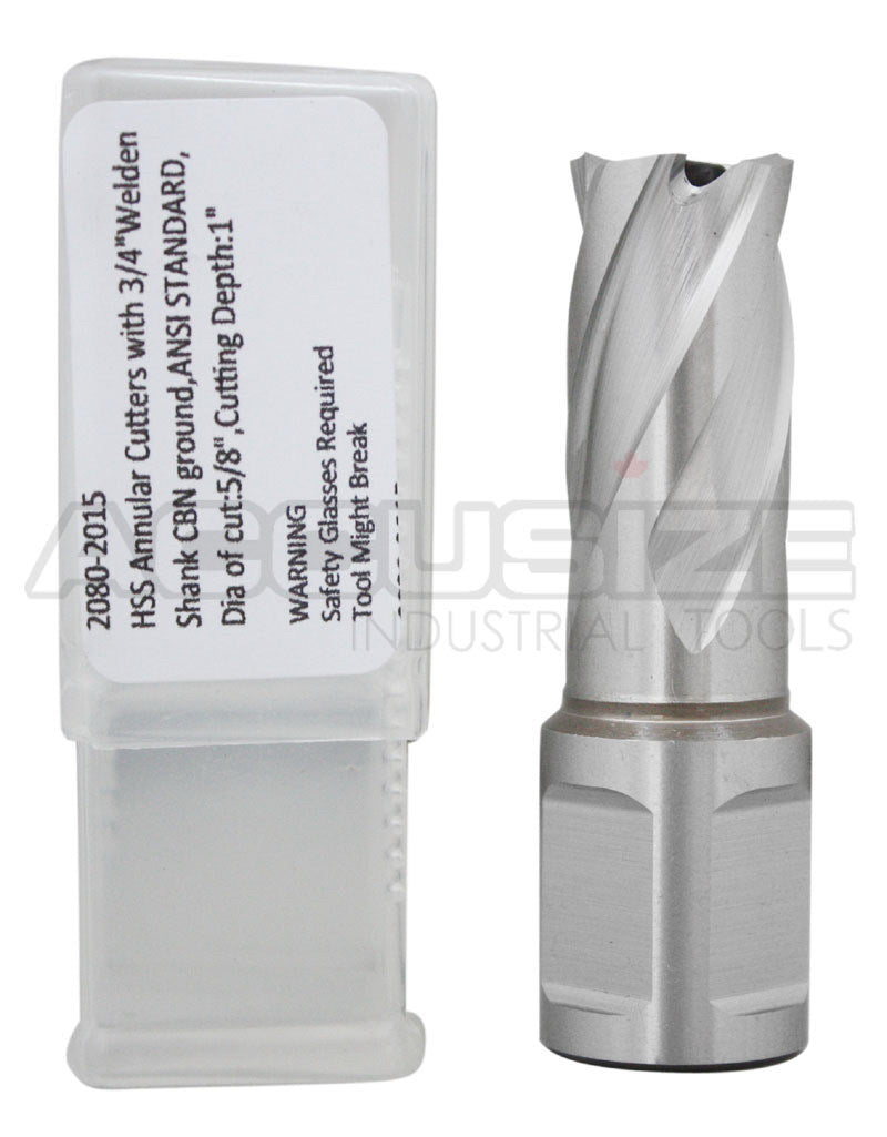 Fraises annulaires H.S.S. de 1" Profondeur de coupe, avec tige Weldon 3/4" ou 1-1/4 po, Ground CBN, ANSI STANDARD