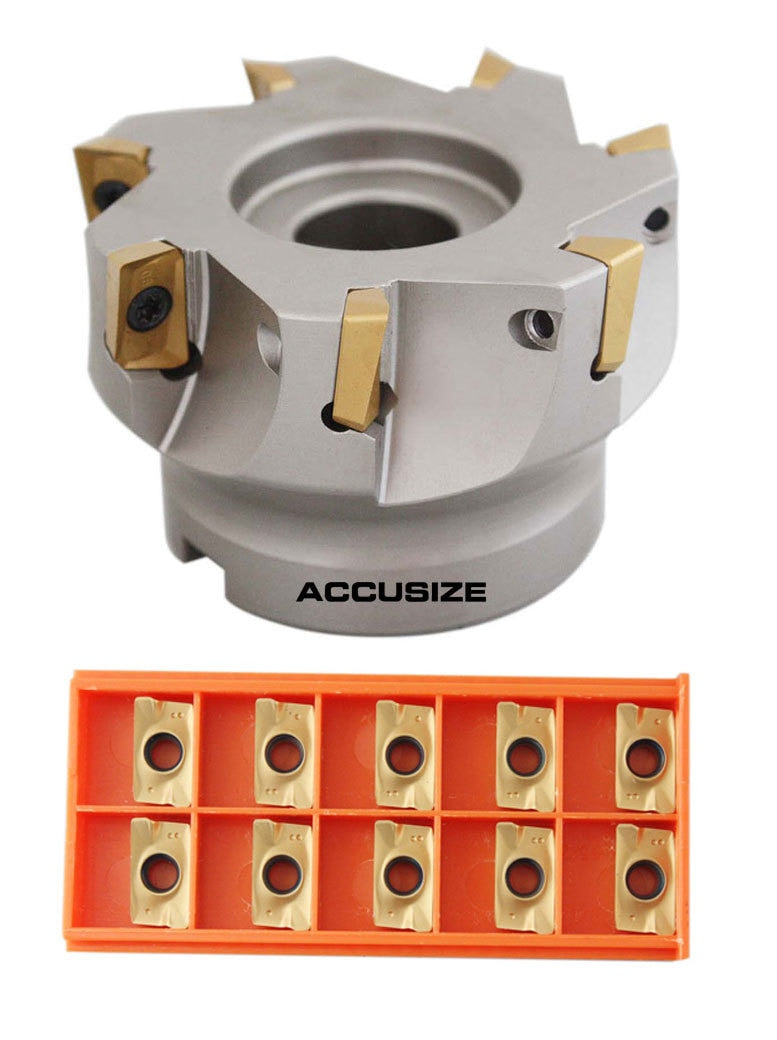 3" x 1" 90 Deg. Square Shoulder Indexable Face Mill plus 17 pc of APKT1604 Inserts, #4508-0018+0056-1604