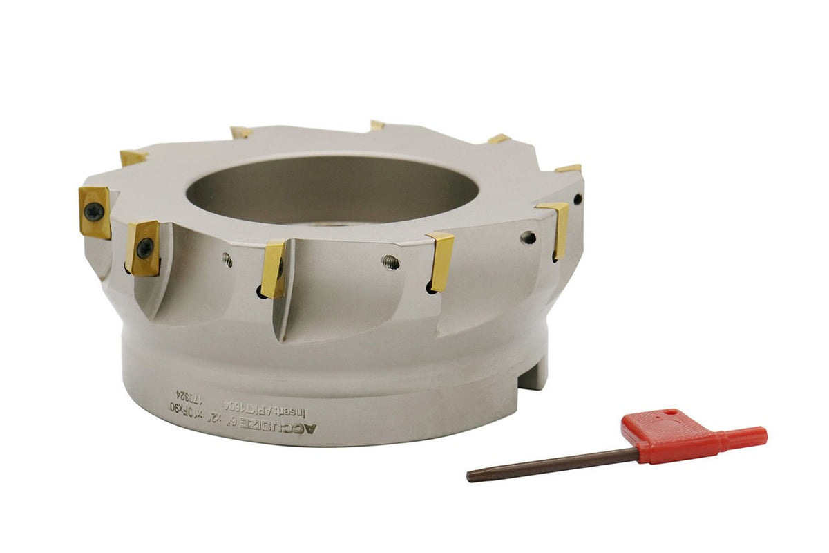 6" x 2" 90 Deg. Moulin à visage indexable à épaules carrées avec 10 pièces APKT1604 Inserts, #4508 -0024