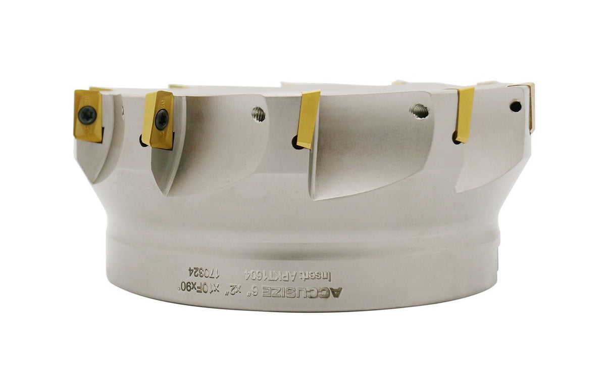 6" x 2" 90 Deg. Moulin à visage indexable à épaules carrées avec 10 pièces APKT1604 Inserts, #4508 -0024