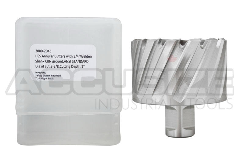 Fraises annulaires H.S.S. de 1" Profondeur de coupe, avec tige Weldon 3/4" ou 1-1/4 po, Ground CBN, ANSI STANDARD