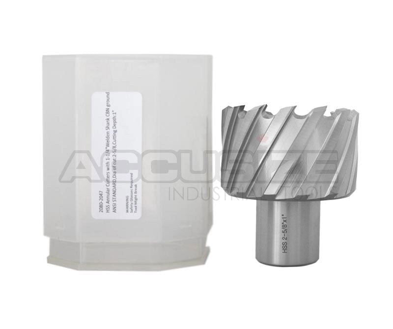 Fraises annulaires H.S.S. de 1" Profondeur de coupe, avec tige Weldon 3/4" ou 1-1/4 po, Ground CBN, ANSI STANDARD
