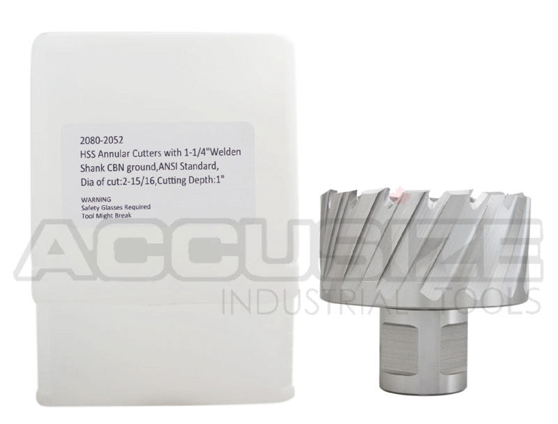 Fraises annulaires H.S.S. de 1" Profondeur de coupe, avec tige Weldon 3/4" ou 1-1/4 po, Ground CBN, ANSI STANDARD