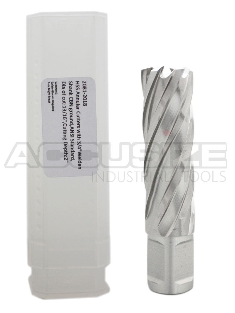 Fraises annulaires H.S.S. de 2" Profondeur de coupe avec tige Weldon 3/4" ou 1-1/4 po, sol CBN, norme ANSI