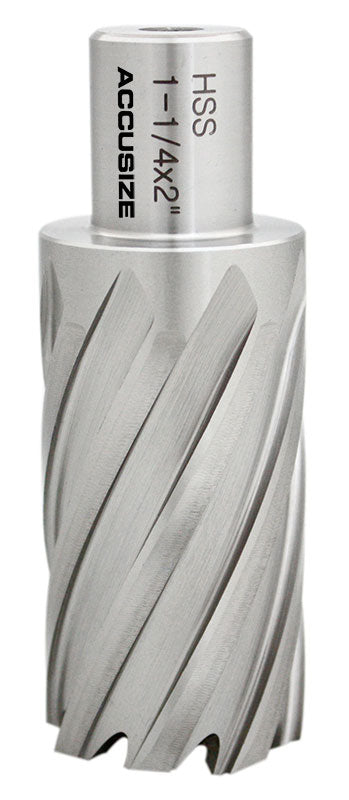 Fraises annulaires H.S.S. de 2" Profondeur de coupe avec tige Weldon 3/4" ou 1-1/4 po, sol CBN, norme ANSI