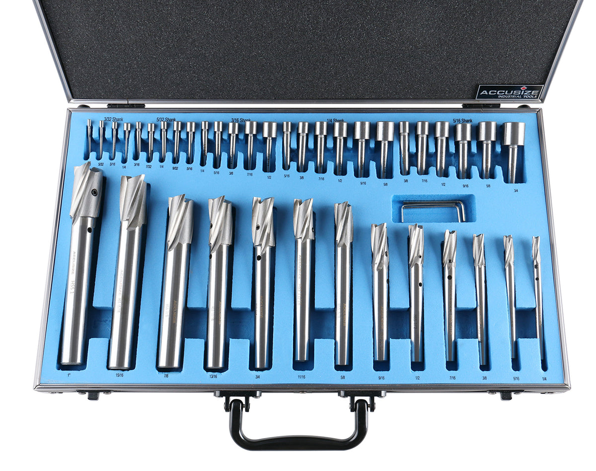 39 Pc Hss Interchangeable Pilot Counterbore Set, Counterbores from 1/4'' up to 1'' by 16ths, 500S-A000