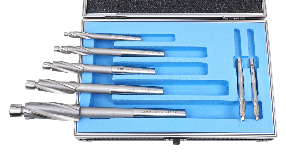 7 Pc'' H.S.S. Solid Capscrew Counterbore Set 3 Flute Straight Shank, 509S-0007
