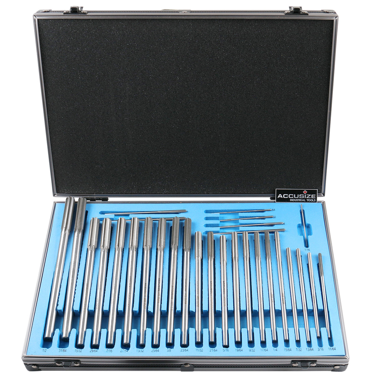 HSS M2 Premium Chucking Reamer Sets, Straight Flute, Straight Shank, Right Hand Cut, ANSI, in Aluminum Case