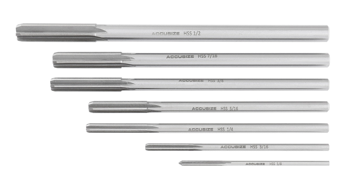 HSS M2 Premium Chucking Reamer Sets, Straight Flute, Straight Shank, Right Hand Cut, ANSI, in Aluminum Case