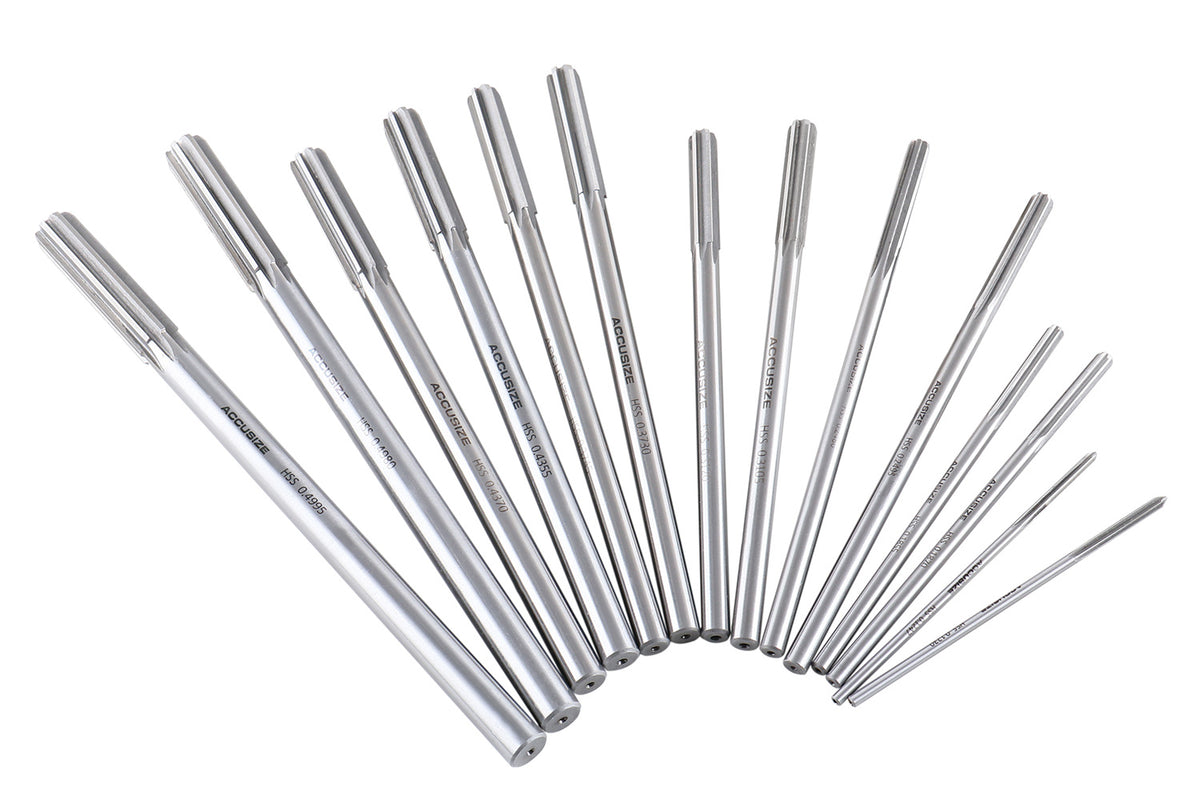 HSS M2 Premium Chucking Reamer Sets, Straight Flute, Straight Shank, Right Hand Cut, ANSI, in Aluminum Case