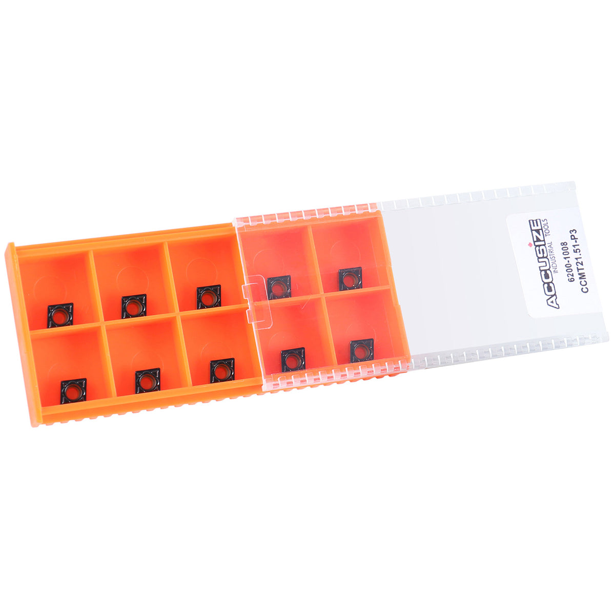 Ccmt21.51-Md Cvd Coated Carbide Inserts, 10 Pcs/Box, Black and Yellow, 6200-1008