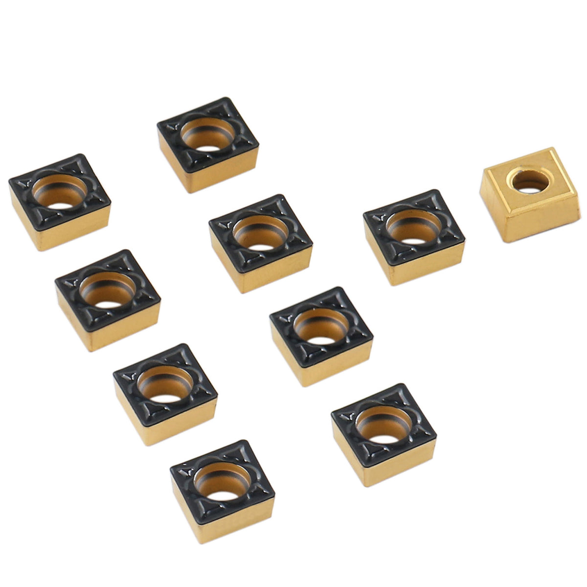 Ccmt21.51-Md Cvd Coated Carbide Inserts, 10 Pcs/Box, Black and Yellow, 6200-1008