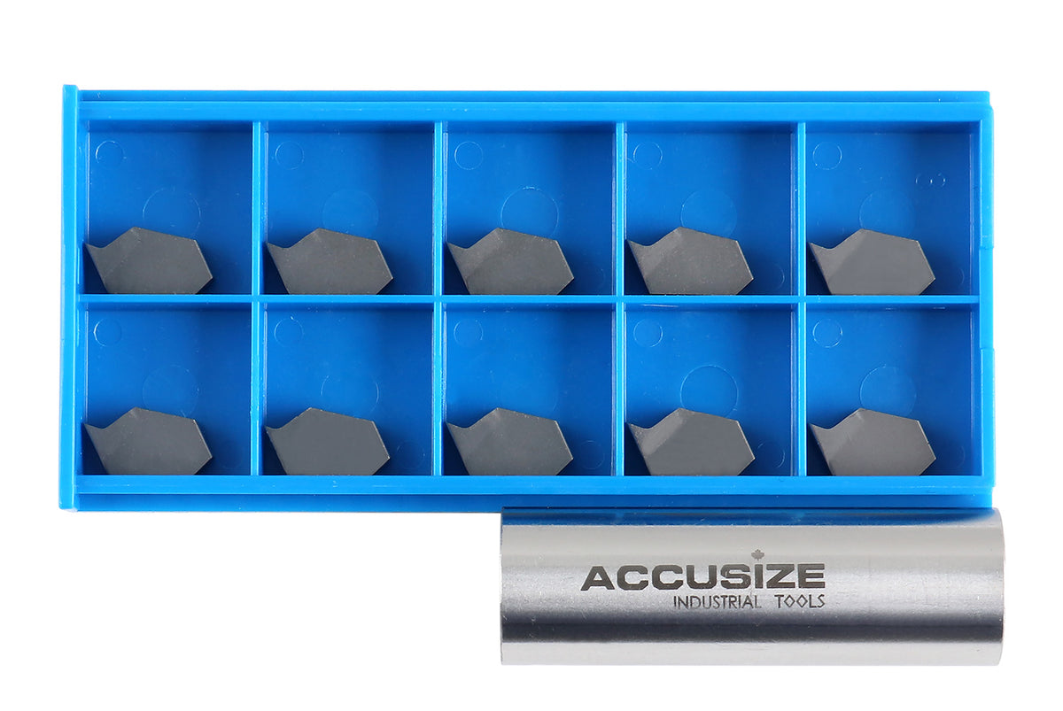Self-Lock Carbide Cut-off GTN Carbide Inserts, 0 Degree Angle, for Cutting Steel, Aluminum or Stainless Steel 10Pcs/Set
