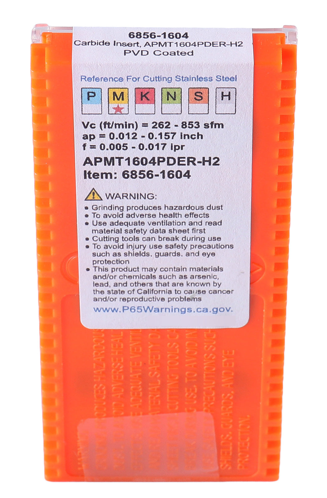 6856-1604 Carbide Inserts, APMT1604PDER-H2, Pack of 10