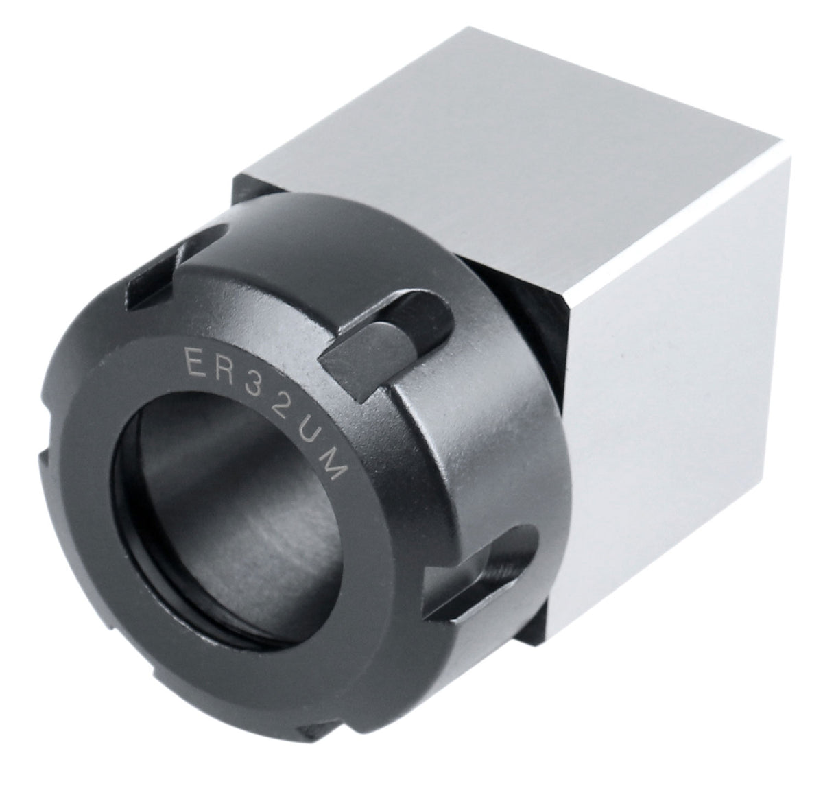 Hardened Square ER-32 Collet Chuck Block for CNC Machine, Slotted ER Nut Included, 6920-3204