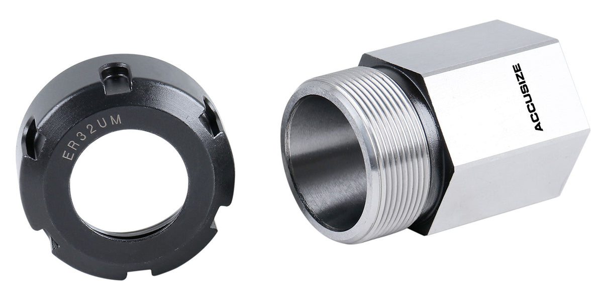Hardened HEX ER-32 Collet Chuck Block for CNC Machine, Slotted Collet Nut Included, 6920-3206