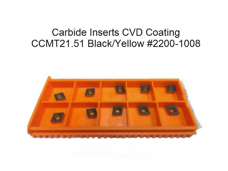 Carbide inserts, CVD + TiN Coating, CCMT, Black/Yellow, 10 ps/box
