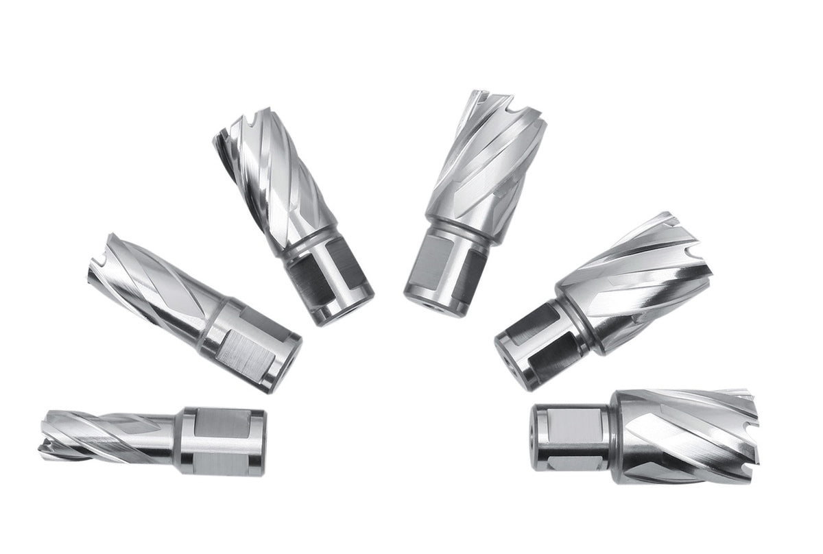 7 ps/set de couteaux annulaires HSS, coupe de profondeur 1", avec tige Weldon 3/4" & une goupille pilote, #BD01 -0000
