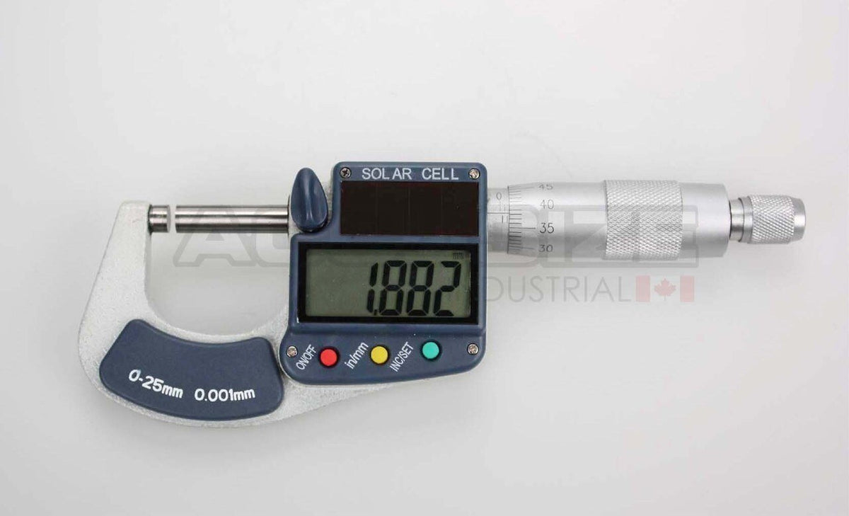 C085-0005, 0-25MM/0-1"X0.001MM/0.00005" LARGE SCREEN AND SOLAR CELL ELECTRONIC DIGITAL OUTSIDE MICROMEER